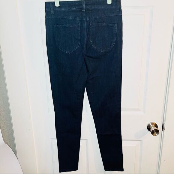 Modcloth By All Means Exposed Zip Skinny Jeans High Waist Dark Blue Indigo M - Picture 11 of 13